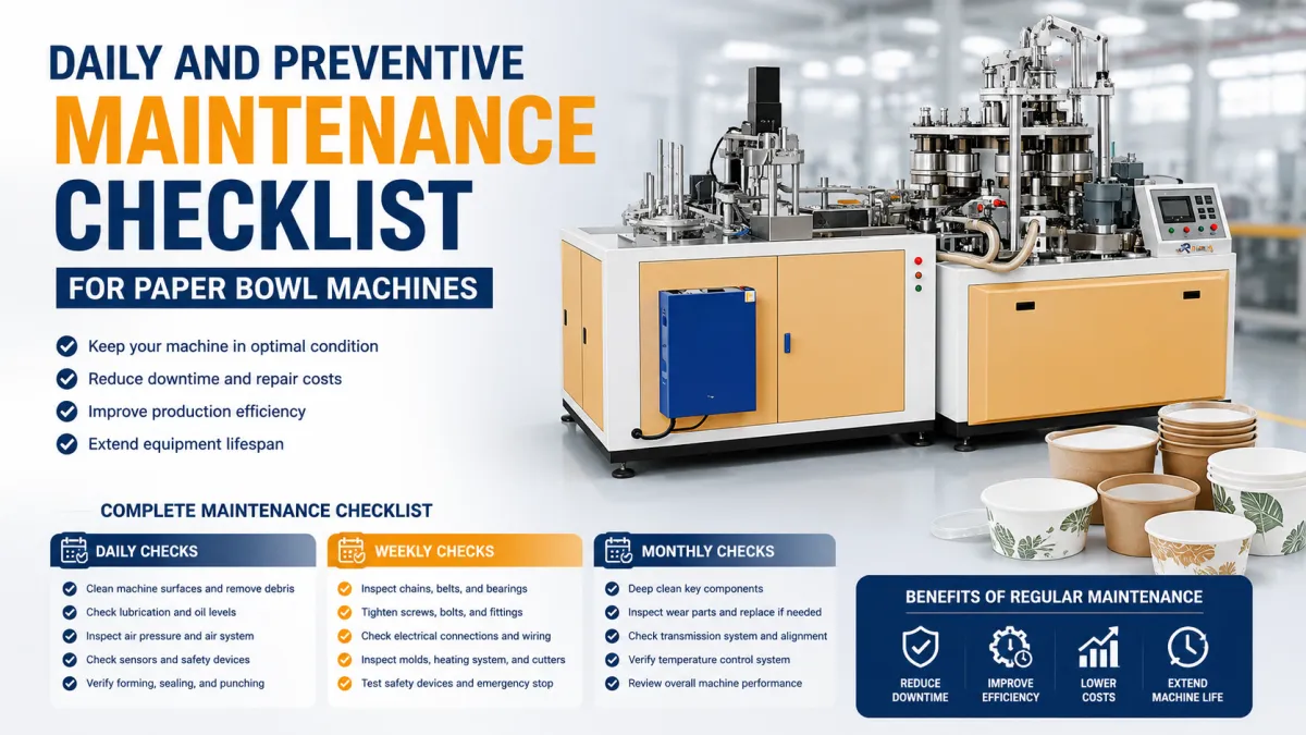 Daily and Preventive Maintenance Checklist for Paper Bowl Machines