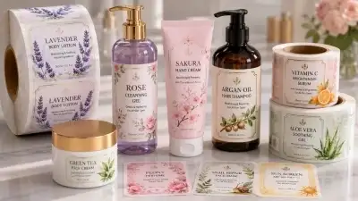 Cosmetic labels printed on flexographic label printing machines