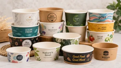 Custom printed paper bowls for branded packaging