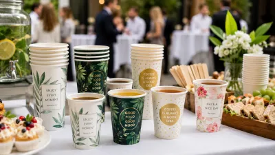 Disposable paper cups for events and catering services