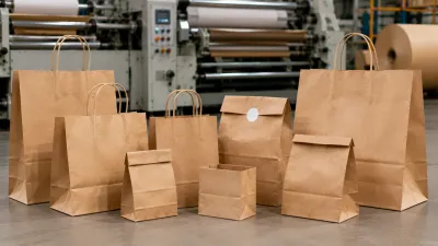 Kraft paper bags produced by paper bag making machines