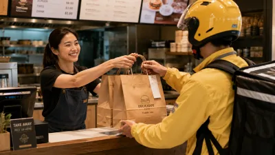 Takeaway paper bags for restaurants and food delivery