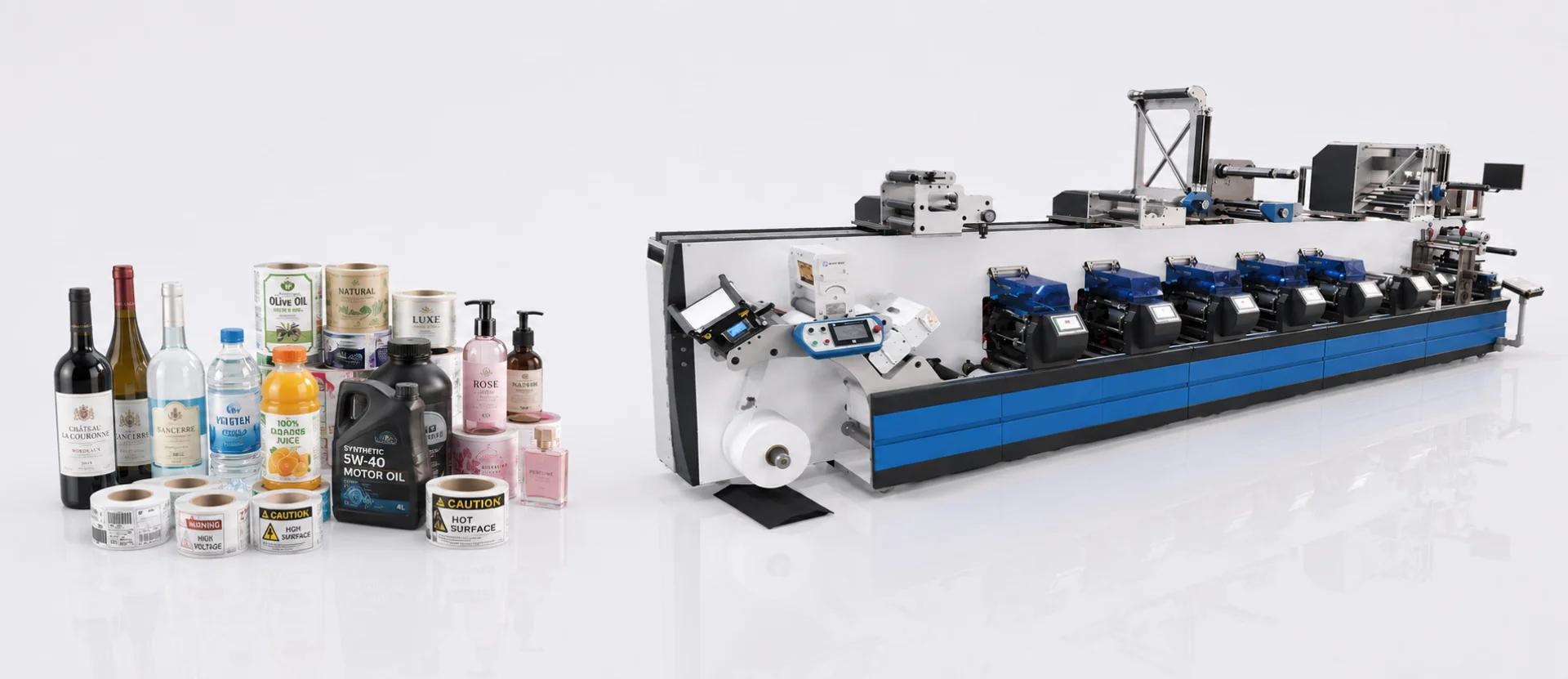 Label printing machines for product label applications