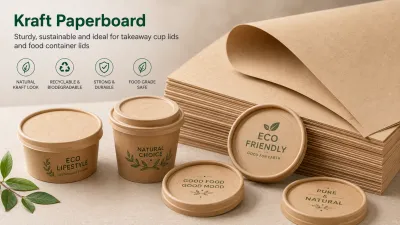 Kraft paperboard for takeaway cup lids and food container lids