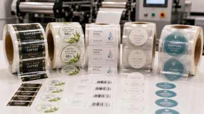 PET film labels for precision label die cutting