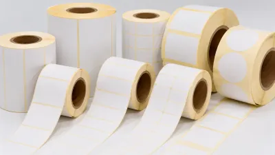 Self adhesive paper label rolls for label slitting machines